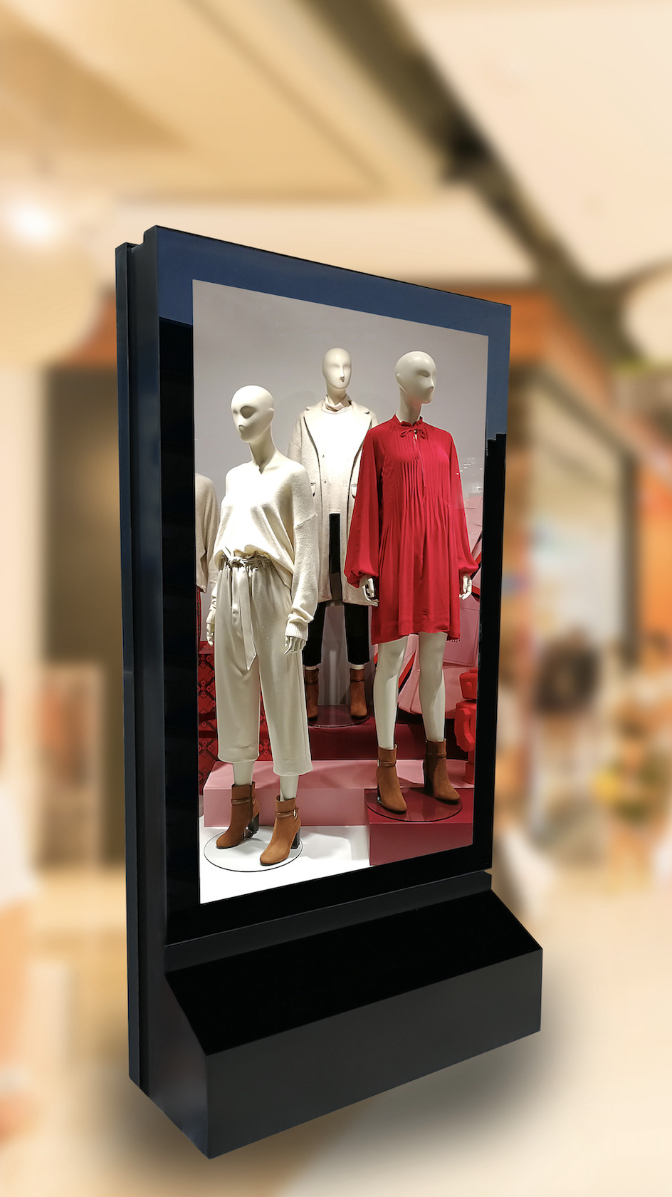 Corporate lobby featuring large-format digital signage