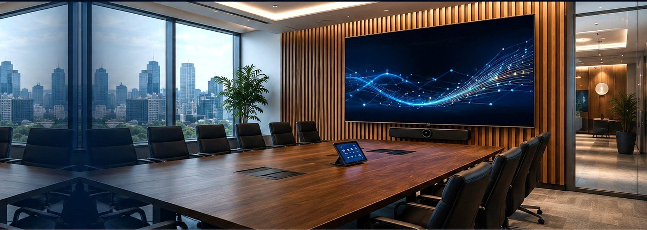 Executive conference room equipped for collaboration
